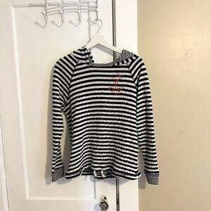 Sundry NWT white and blue striped anchor hooded sweatshirt